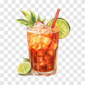 10 PNG Cocktail Hawaiano, Clipart Cocktail Tropicali, Clipart Acquerello, Download Istantaneo, Uso Commerciale, Sfondo Trasparente