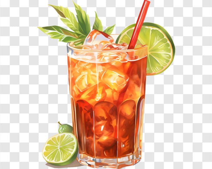 10 PNG Hawaiian Cocktail, Tropical Cocktails Clipart, Watercolor Clip Art, Instant Download, Commercial Use, Transparent Background