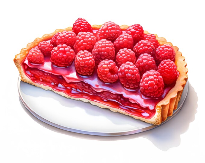 Raspberry Tart Clipart, Raspberry Tartlets Images, 10 Watercolor Clip Art, Printable JPGs, Instant Download, Commercial Use, Paper craft