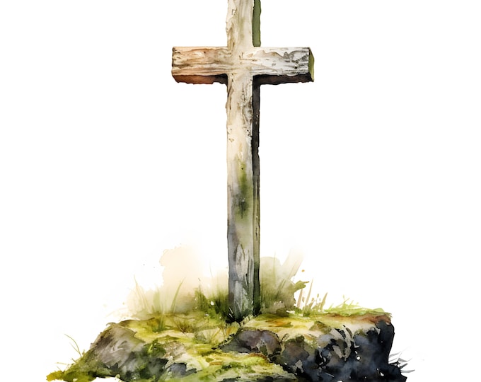 Christian Cross Clipart, Wooden Cross Images, 10 Watercolor Clip Art, Printable JPGs, Instant Download, Commercial Use