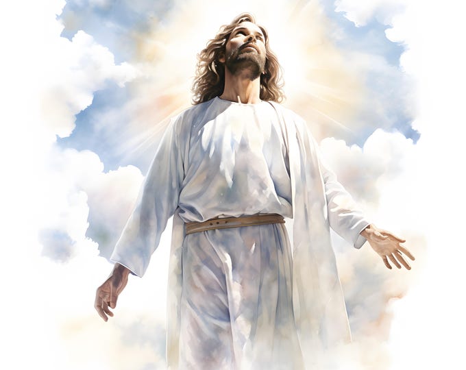 Jesus on Heavenly Clipart, Ascension of Jesus Images, 10 Watercolor Clip Art, Printable JPGs, Instant Download, Commercial Use, Paper craft