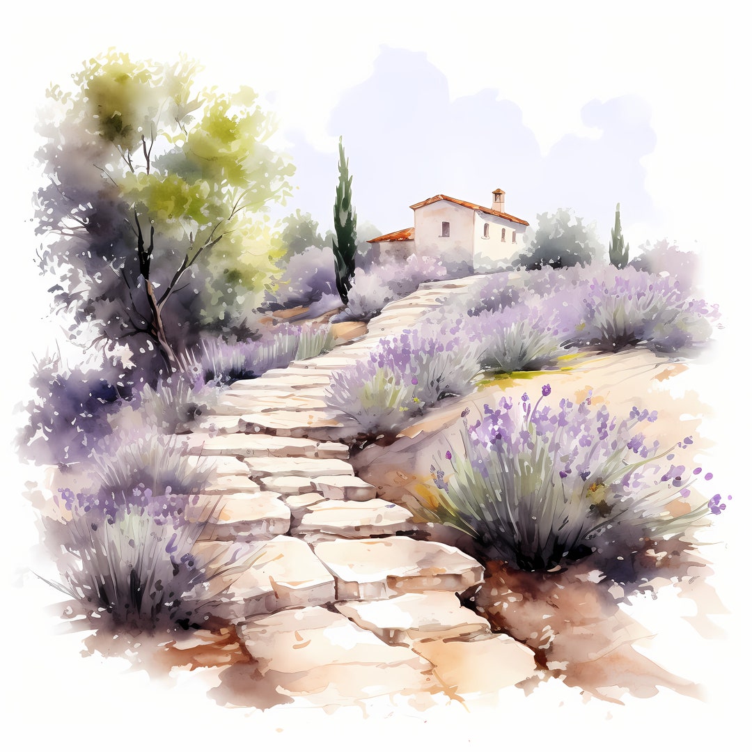 Footpath Clipart, Provence Footpath Images, 10 Watercolor Clip Art ...