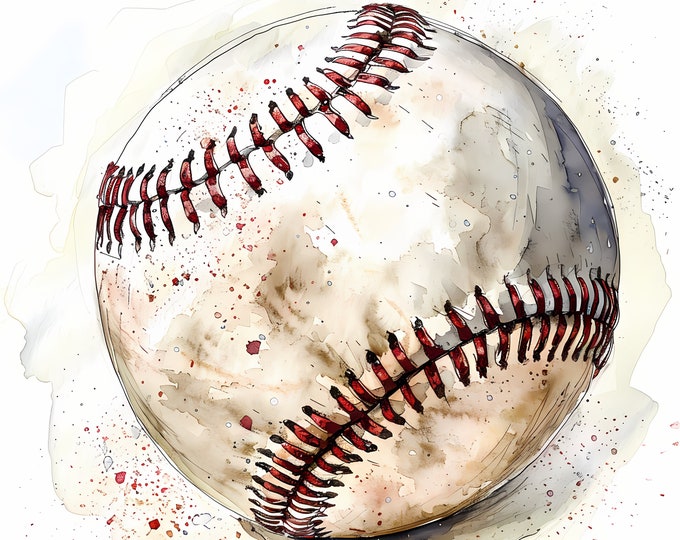 Baseball Clipart, Baseball Balls Images, 10 Watercolor Clip Art, Printable JPGs, Instant Download, Commercial Use, Paper craft