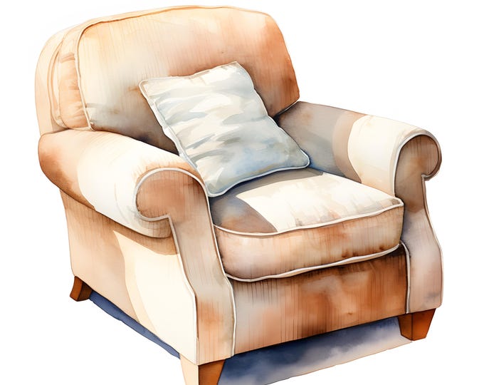 Armchair Clipart, Antique Chairs Images, 10 Watercolor Clip Art, Printable JPGs, Instant Download, Commercial Use, Paper craft