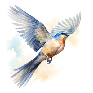 Bird in Flying Clipart, Flying Birds Images, 10 Watercolor Clip Art, Printable JPGs, Instant Download, Commercial Use, Paper craft