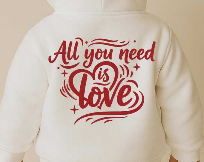 All You Need is Love SVG, Romantic Quote T-Shirt Print, Heart DXF PNG Design for Cricut Silhouette