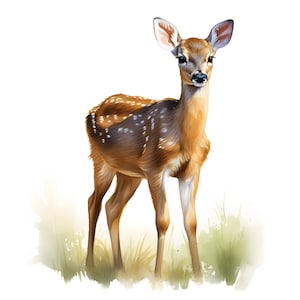 Aquarell Rehkitz Clipart: Rehkitz Bilder, Kommerzielle Nutzung (JPGs, Sofort Download)