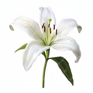 Watercolor White Lily Clipart: Floral JPG Images for Commercial Use