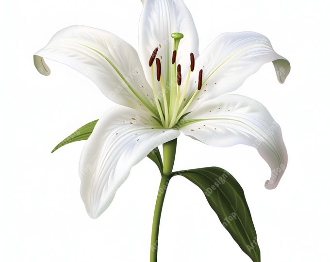 White Lily Clipart, Lily Flower Images, 10 Watercolor Clip Art, Printable JPGs, Instant Download, Commercial Use, Paper craft