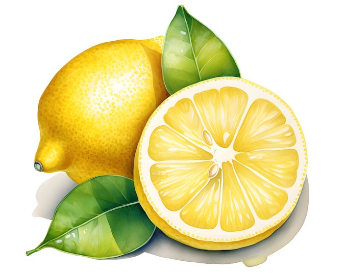 Lemon Clipart, Lemon Cut Images, 10 Watercolor Clip Art, Printable JPGs, Instant Download, Commercial Use, Paper craft