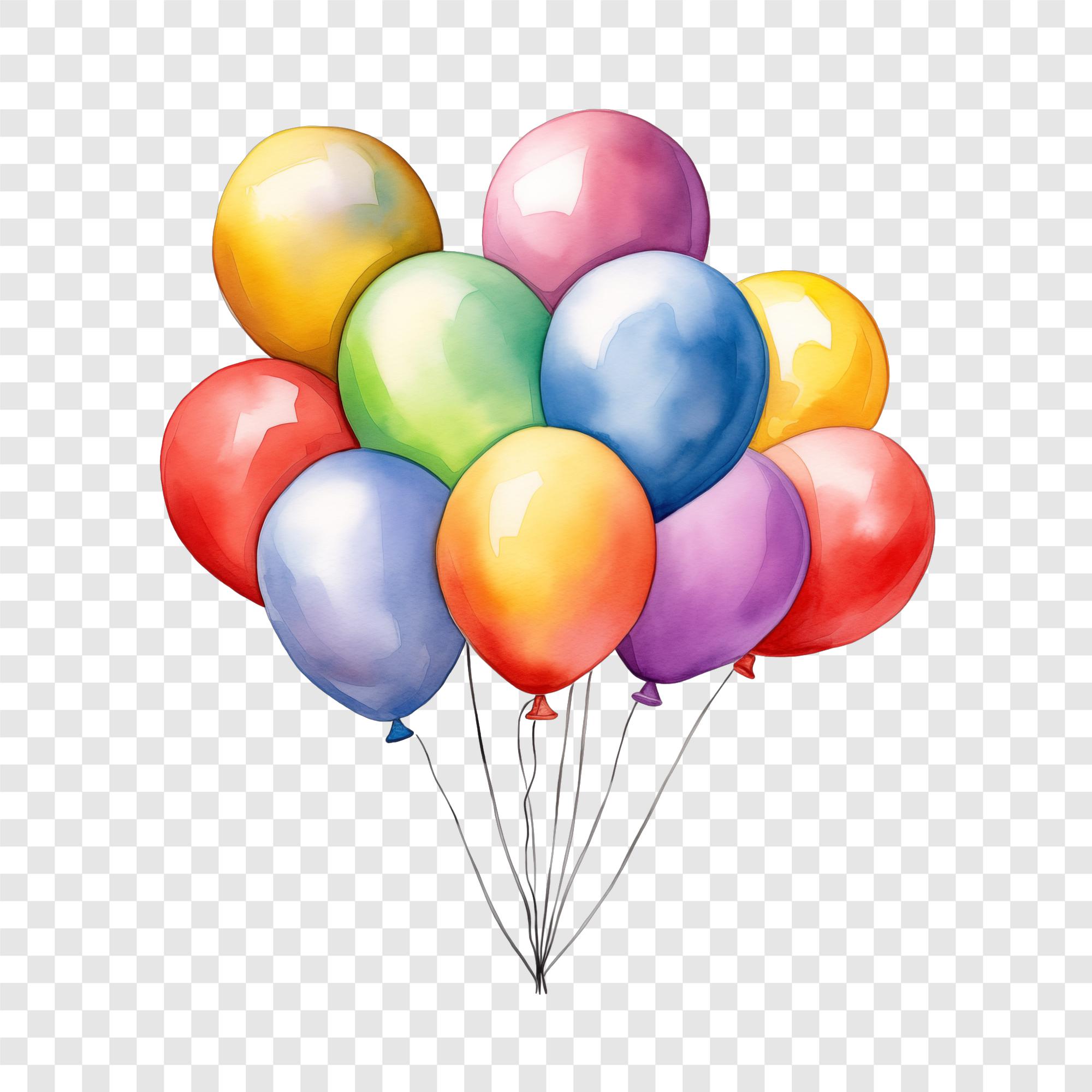 10 PNG Watercolor Party Balloon Clipart, Colorful Balloons Images ...