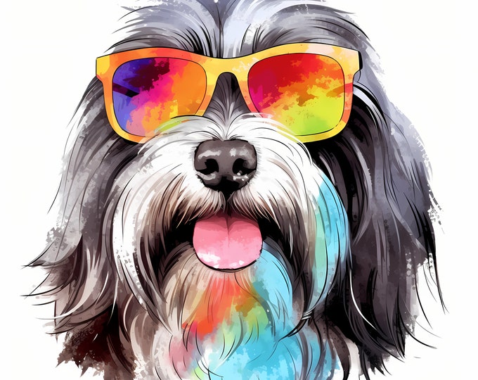 Bearded Collie Clipart, Beardie, Cool Dog Images, 10 Watercolor Clip Art, Printable JPGs, Instant Download, Commercial Use, Paper craft