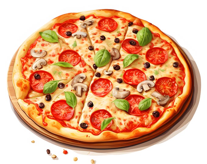 Pizza Clipart, Italian Fast Food Images, 10 Watercolor Clip Art, Printable JPGs, Instant Download, Commercial Use, Paper craft