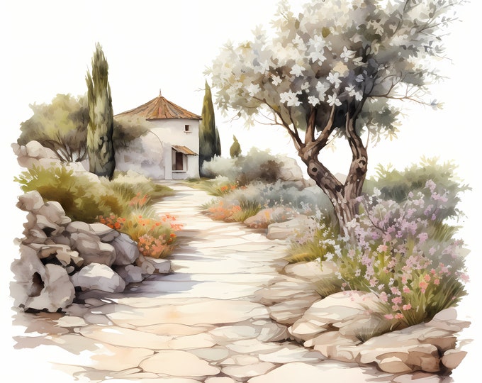 Rustic Footpath Clipart, Nature Walk Path Images, 10 Watercolor Clip Art, Printable JPGs, Instant Download, Commercial Use, Paper craft