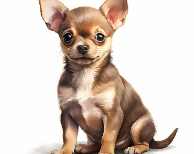 Chihuahua Dog Clipart, Puppy Dog Images, 10 Watercolor Clip Art, Printable JPGs, Instant Download, Commercial Use, Paper craft