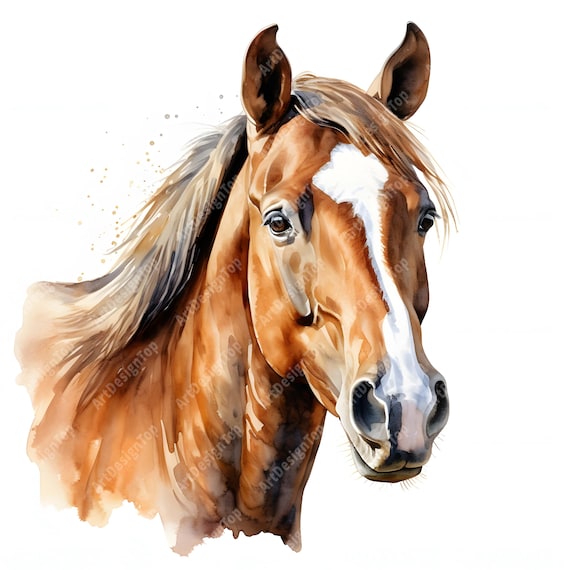 馬のクリップアート、馬の画像、水彩画のクリップアート10点、印刷可能