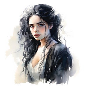 Clipart ragazza gotica, immagini ragazza emo, 10 clipart acquerello, JPG stampabili, download immediato, uso commerciale, artigianato di carta