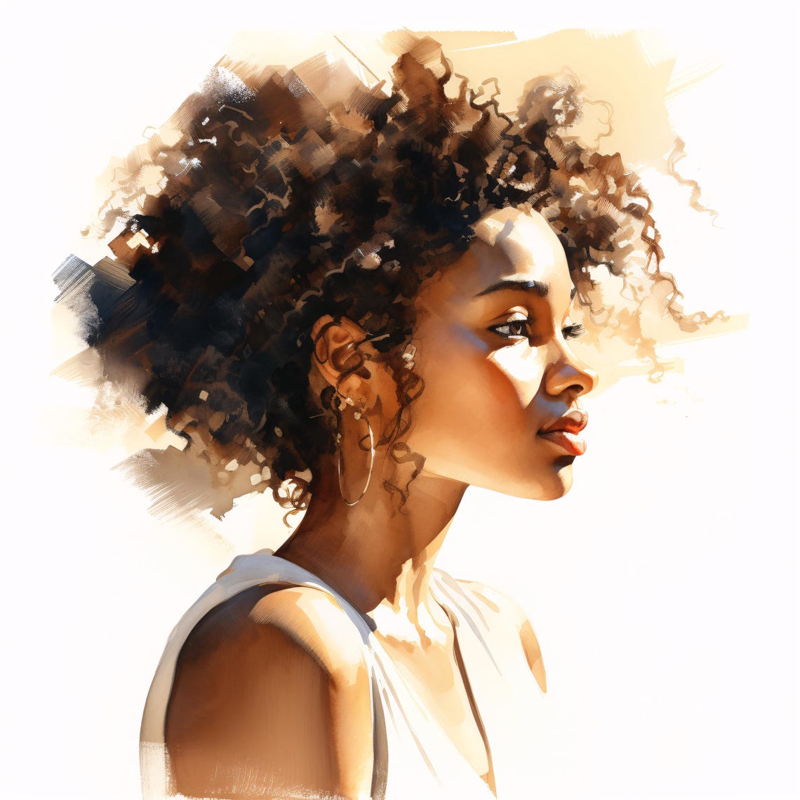 Watercolor Black Woman Portrait Clip Art: African American Images (jpgs ...