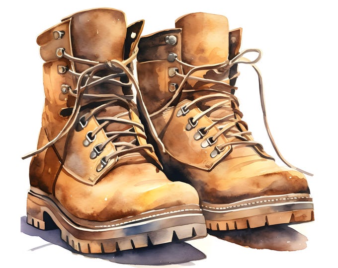 Work Boots Clipart, Tourist Boots Images, 10 Watercolor Clip Art, Printable JPGs, Instant Download, Commercial Use, Paper craft
