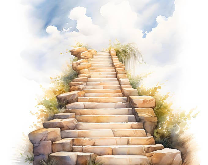 Stairs in Heaven Clipart, Heavenly Stairway Images, 10 Watercolor Clip Art, Printable JPGs, Instant Download, Commercial Use, Paper craft