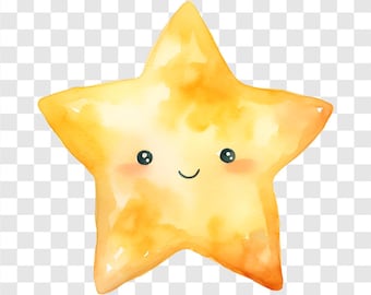 10 PNG Little Star, Cute Stars Clipart, Watercolor Clip Art, Instant Download, Commercial Use, Transparent Background