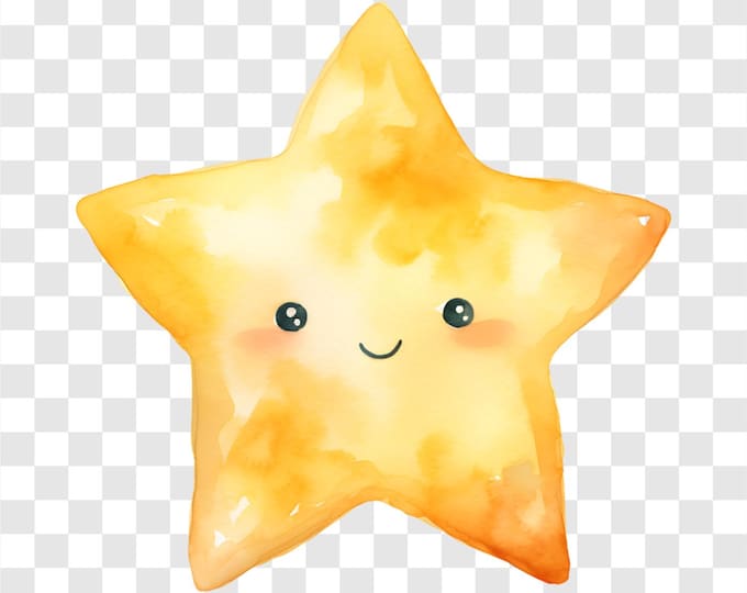10 PNG Little Star, Cute Stars Clipart, Watercolor Clip Art, Instant Download, Commercial Use, Transparent Background