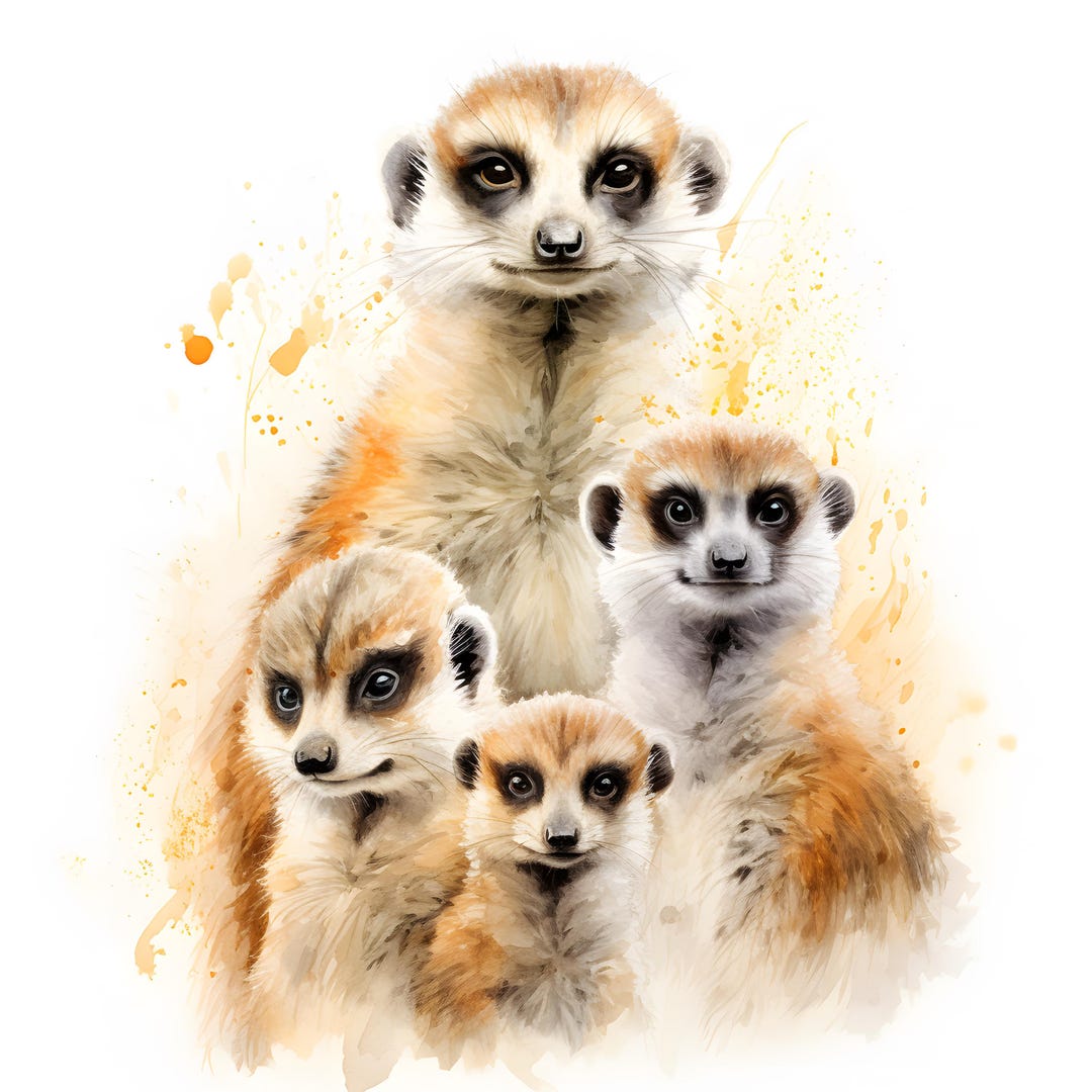 Meerkat Family Clipart, Meerkats Images, 10 Watercolor Clip Art, Printable Jpgs, Instant ...