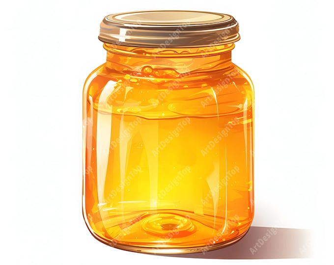 Honey Jar Clipart, Jar of Honey Images, 10 Watercolor Clip Art, Printable JPGs, Instant Download, Commercial Use, Paper craft