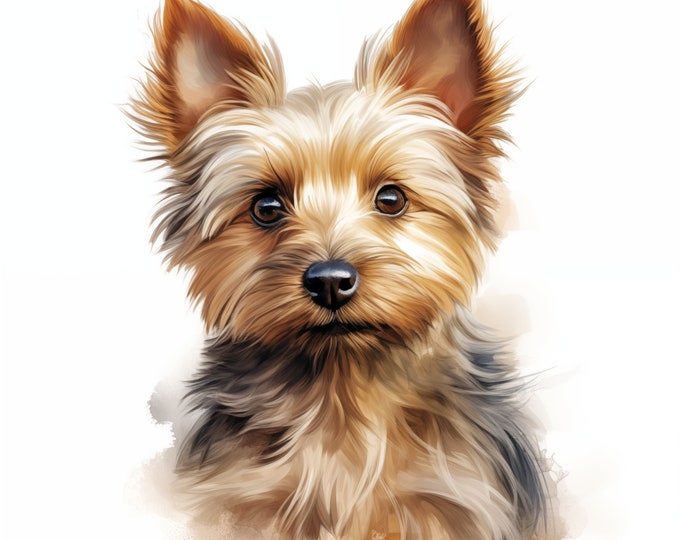 Silky Terrier Dog Clipart, Puppy Dog Images, 10 Watercolor Clip Art, Printable JPGs, Instant Download, Commercial Use, Paper craft