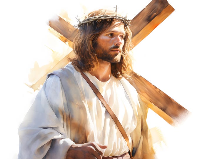 Jesus Carrying Cross Clipart, Jesus on Cross Images, 10 Watercolor Clip Art, Printable JPGs, Instant Download, Commercial Use, Paper craft