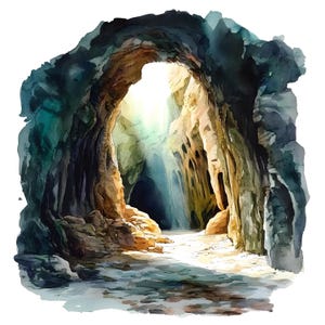 Natürliche Höhle Clipart, Meereshöhle Bilder, 10 Aquarell Clip Art, druckbare JPGs, Sofort Download, kommerzielle Nutzung, Papiermodell