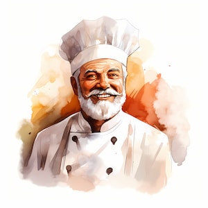 Clipart chef-kok, afbeeldingen chef-kok koken, 10 aquarel illustraties, afdrukbare jpg's, Instant Download, commercieel gebruik