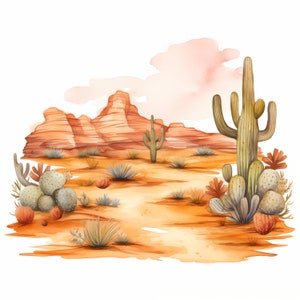 Woestijnlandschap clipart, Texas Desert-afbeeldingen, 10 aquarel illustraties, afdrukbare JPG&#39;s, Instant Download, Commercieel gebruik, Papercraft