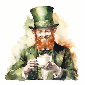 Leprechaun Clipart, St Patrick&#39;s Day Images, 10 Watercolor Clip Art, Printable JPGs, Instant Download, Commercial Use, Paper craft