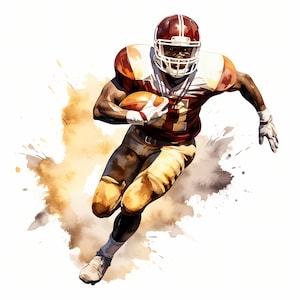 Clipart di football americano, immagini dei giocatori di football, 10 clipart ad acquerello, JPG stampabili, download istantaneo, uso commerciale, artigianato con la carta