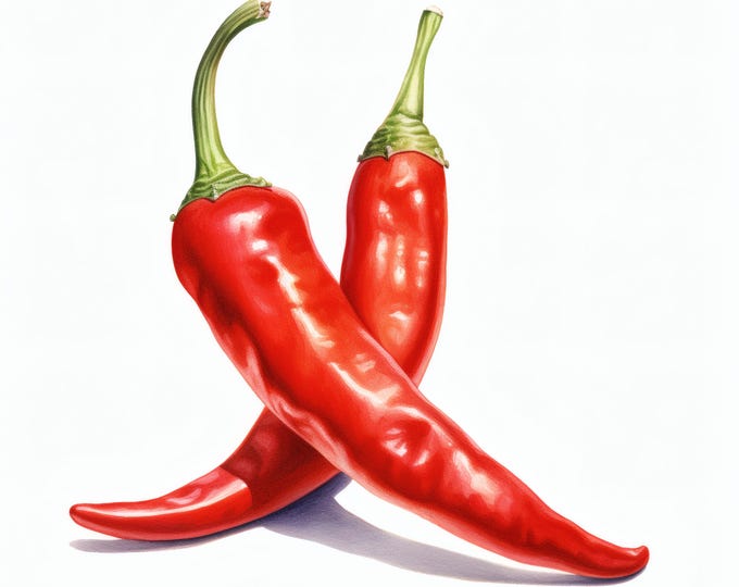 Chili Pepper Clipart, Spicy Red Pepper Images, 10 Watercolor Clip Art, Printable JPGs, Instant Download, Commercial Use, Paper craft