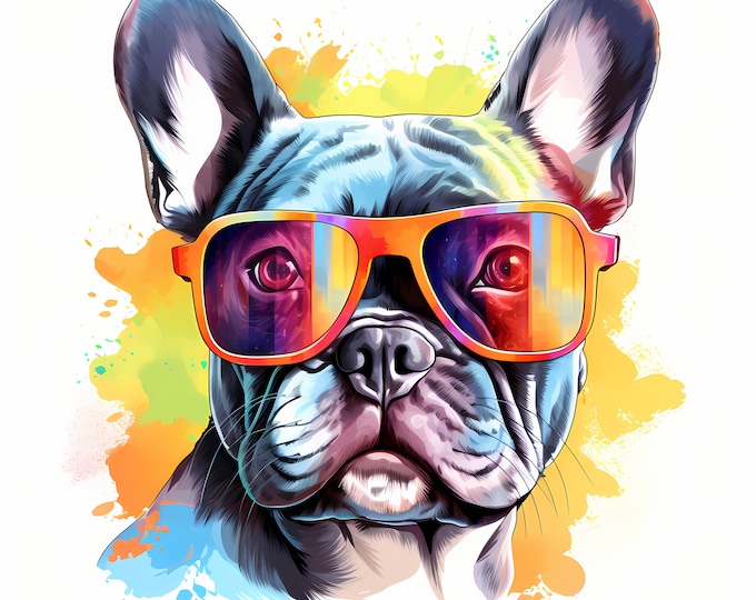 French Bulldog Clipart, Cool Dog Images, 10 Watercolor Clip Art, Printable JPGs, Instant Download, Commercial Use, Paper craft