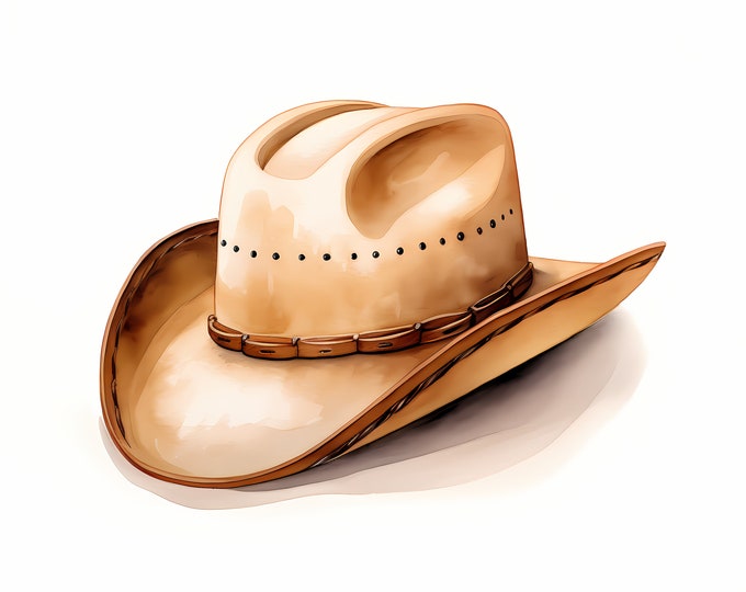Cowgirl Hat Clipart, Vintage Western Wear Images, 10 Watercolor Clip Art, Printable JPGs, Instant Download, Commercial Use, Paper craft