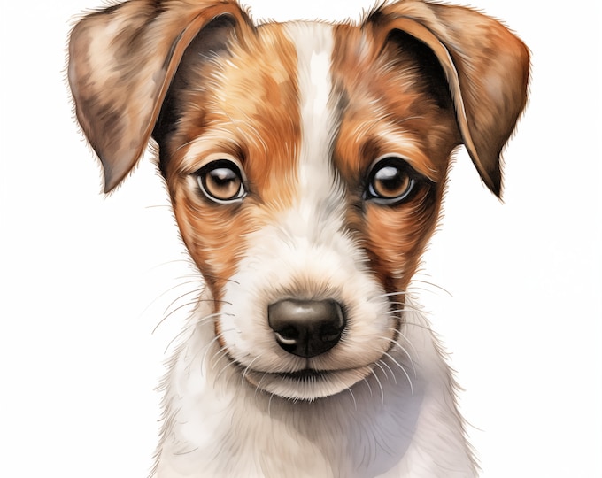 Jack Russell Terrier Clipart, Russell Terrier Dog Images, 10 Watercolor Clip Art, Printable JPGs, Instant Download, Commercial Use