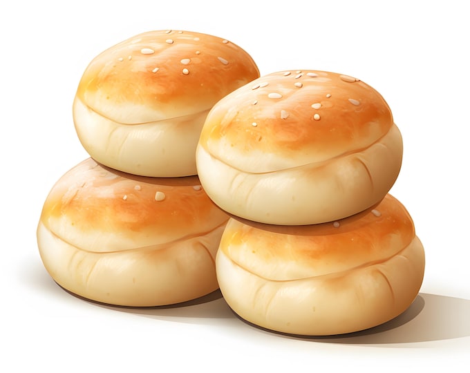 Dinner Rolls Clipart, Fresh Breads Images, 10 Watercolor Clip Art, Printable JPGs, Instant Download, Commercial Use, Paper craft