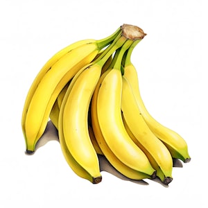 Clipart bananes, tas d'images de bananes, 10 cliparts aquarelle, fichiers JPG imprimables, téléchargement immédiat, usage commercial, créations en papier