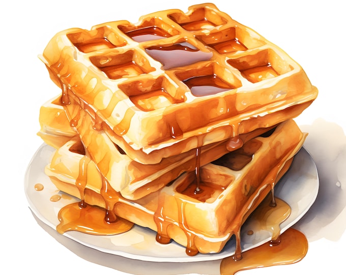 Waffles Clipart, Wafers Images, 10 Watercolor Clip Art, Printable JPGs, Instant Download, Commercial Use, Paper craft