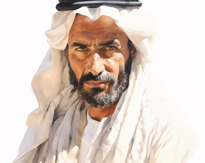 Middle Eastern Man Clipart, Traditional Outfit Images, 10 Watercolor Clip Art, Printable JPGs, Instant Download, Commercial Use