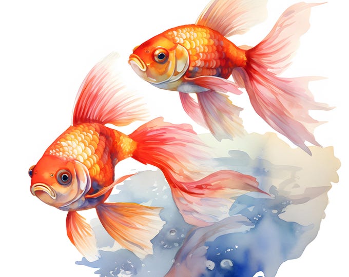 Aquarium Fishes Clipart, Tropical Fishes Images, 10 Watercolor Clip Art, Printable JPGs, Instant Download, Commercial Use, Paper craft