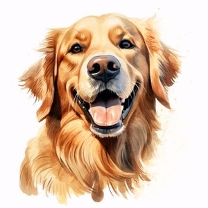 Clipart Golden Retriever, Immagini del cane Retriever, 10 clipart ad acquerello, JPG stampabili, Download istantaneo, Uso commerciale, Mestiere con la carta