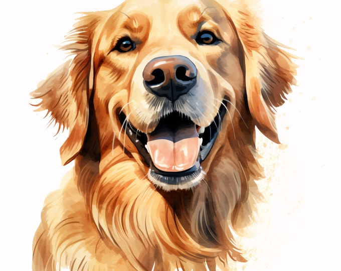 Golden Retriever Clipart, Retriever Dog Images, 10 Watercolor Clip Art, Printable JPGs, Instant Download, Commercial Use, Paper craft