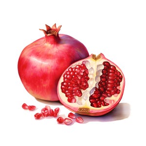 Imágenes prediseñadas de granada, imágenes de fruta de granada, 10 imágenes prediseñadas de acuarela, archivos JPG imprimibles, descarga instantánea, uso comercial, manualidades de papel