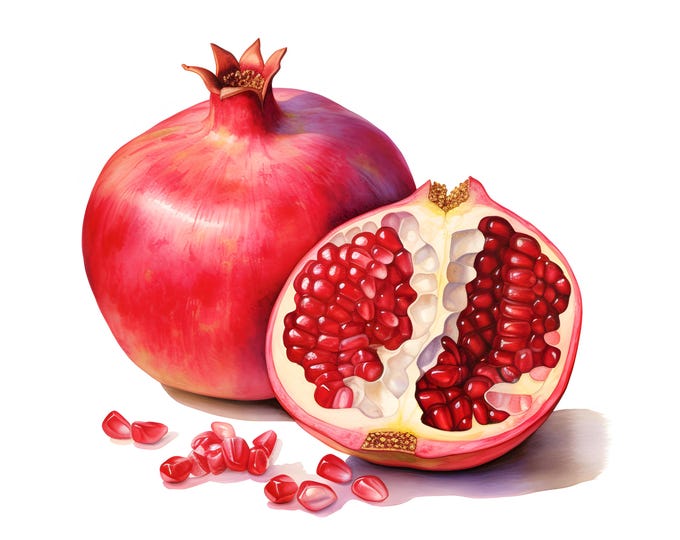 Pomegranate Clipart, Pomegranate Fruit Images, 10 Watercolor Clip Art, Printable JPGs, Instant Download, Commercial Use, Paper craft