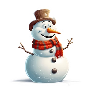 Clipart sneeuwpop, kerstsneeuwpopafbeeldingen, 10 aquarel-illustraties, afdrukbare JPG's, Instant Download, Commercieel gebruik, Papercraft