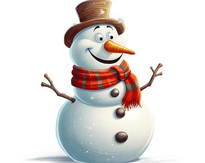 Snowman Clipart, Christmas Snowman Images, 10 Watercolor Clip Art, Printable JPGs, Instant Download, Commercial Use, Paper craft